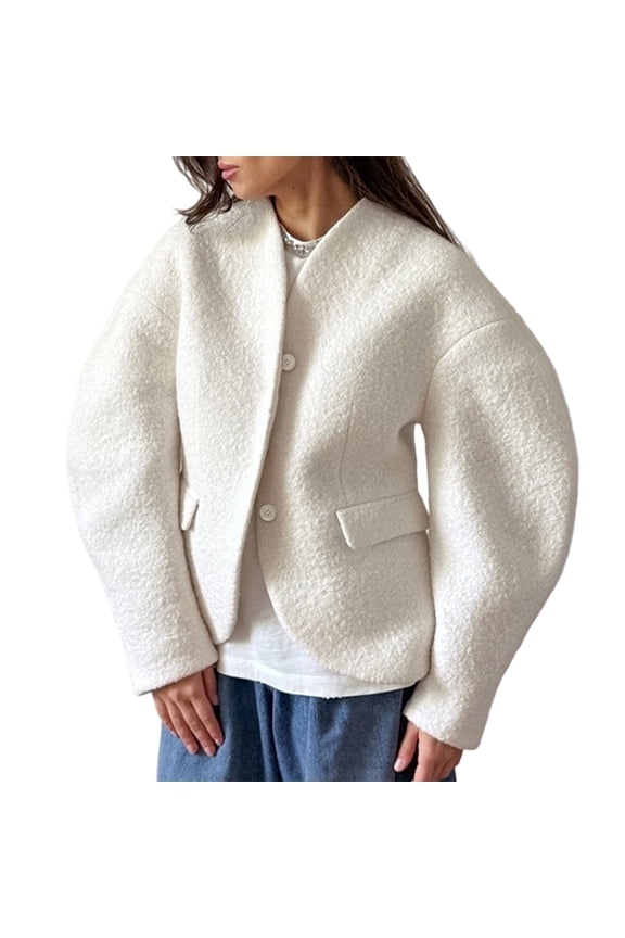 Female Fall Fashion Clothes Trendy Warm Casual Coats White S