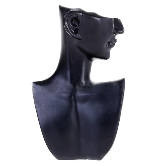 Female Fashion Jewelry Holder Head Bust Display, Resin Material - S+Black Resin