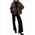 thumbnail image 1 of Female Faux Fur Coat Faux Fur Jacket Long Sleeve Lapel Furry Winter Jackets Parka Short Coat Coffee S, 1 of 9