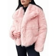 thumbnail image 1 of Female Faux Fur Coat Faux Fur Jacket Long Sleeve Lapel Furry Winter Jackets Parka Short Coat Pink L, 1 of 8