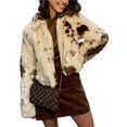 thumbnail image 1 of Female Faux Fur Crop Jacket Long Sleeve Cozy Winter Warm Leopard -Coat with Pockets White L, 1 of 10
