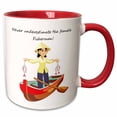 thumbnail image 1 of 3drose, Female Fisherman in a Boat with Fish, 15oz Two-tone Red Mug, 1 of 6
