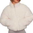 thumbnail image 1 of Female Fleece Full-Zip Jacket Long Sleeve Coat Soft Warm with Pockets White S, 1 of 9