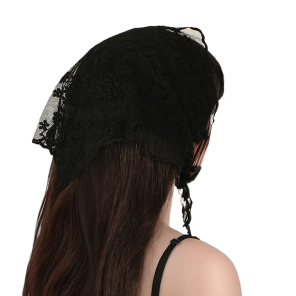 Female Flower Pattern Triangular Scarf Breathable Head Covering Lace Headwrap