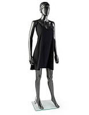 Female Full Body Mannequin, Fully Formed Hands and Feet, Abstract Face, Steel Base (Gray Polypropylene) (PLFEM1)