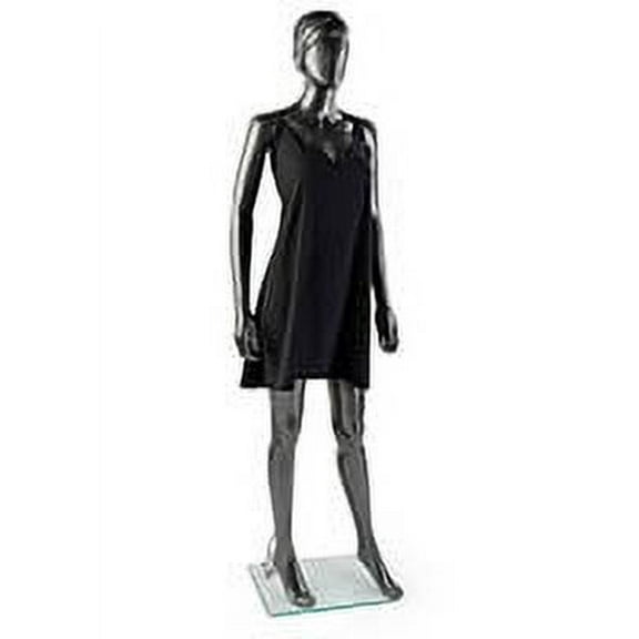 Female Full Body Mannequin, Fully Formed Hands and Feet, Abstract Face, Steel Base (Gray Polypropylene) (PLFEM1)