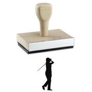 Female Golfer Rubber Stamp, 1 X 2" Wood Stamp