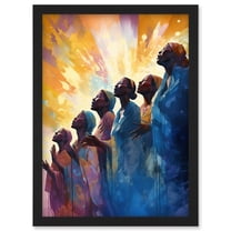 Female Gospel Choir Group Singing Hymns Modern Watercolour Painting Artwork Framed Wall Art Print A4