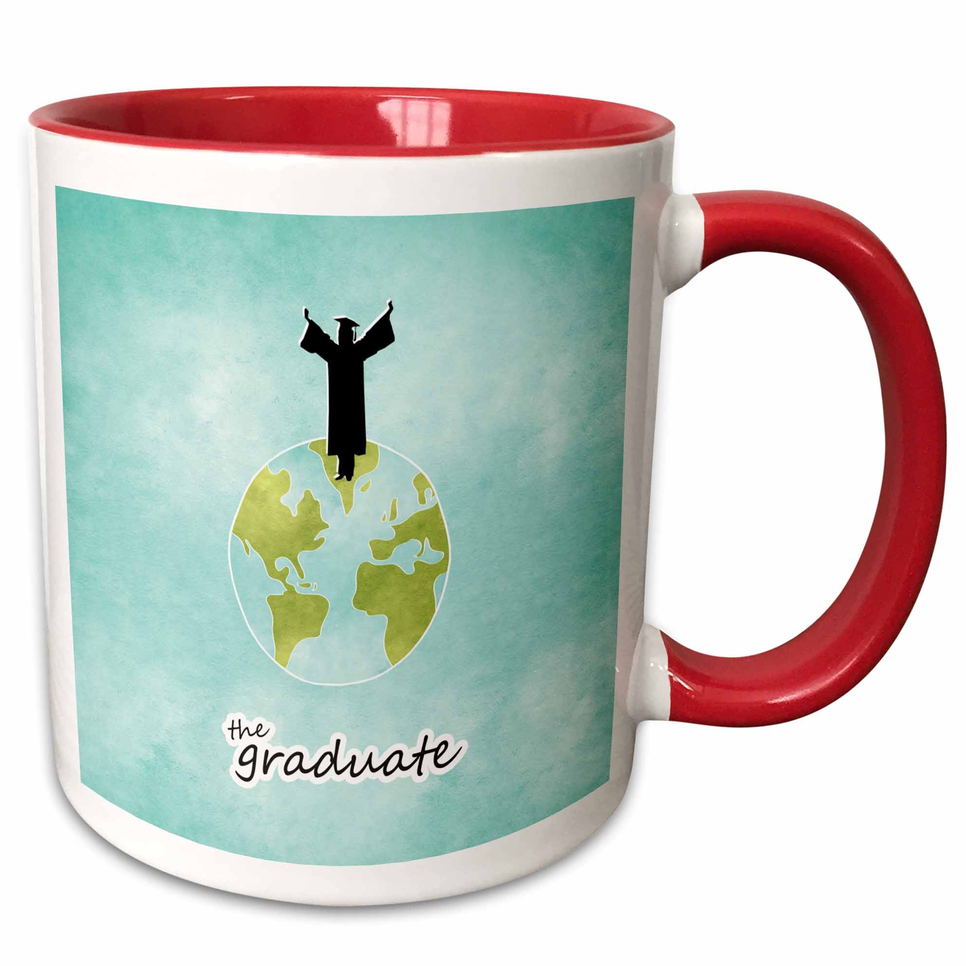 3drose, Female Graduate on the Earth, the Graduate, 15oz Two-tone Red ...