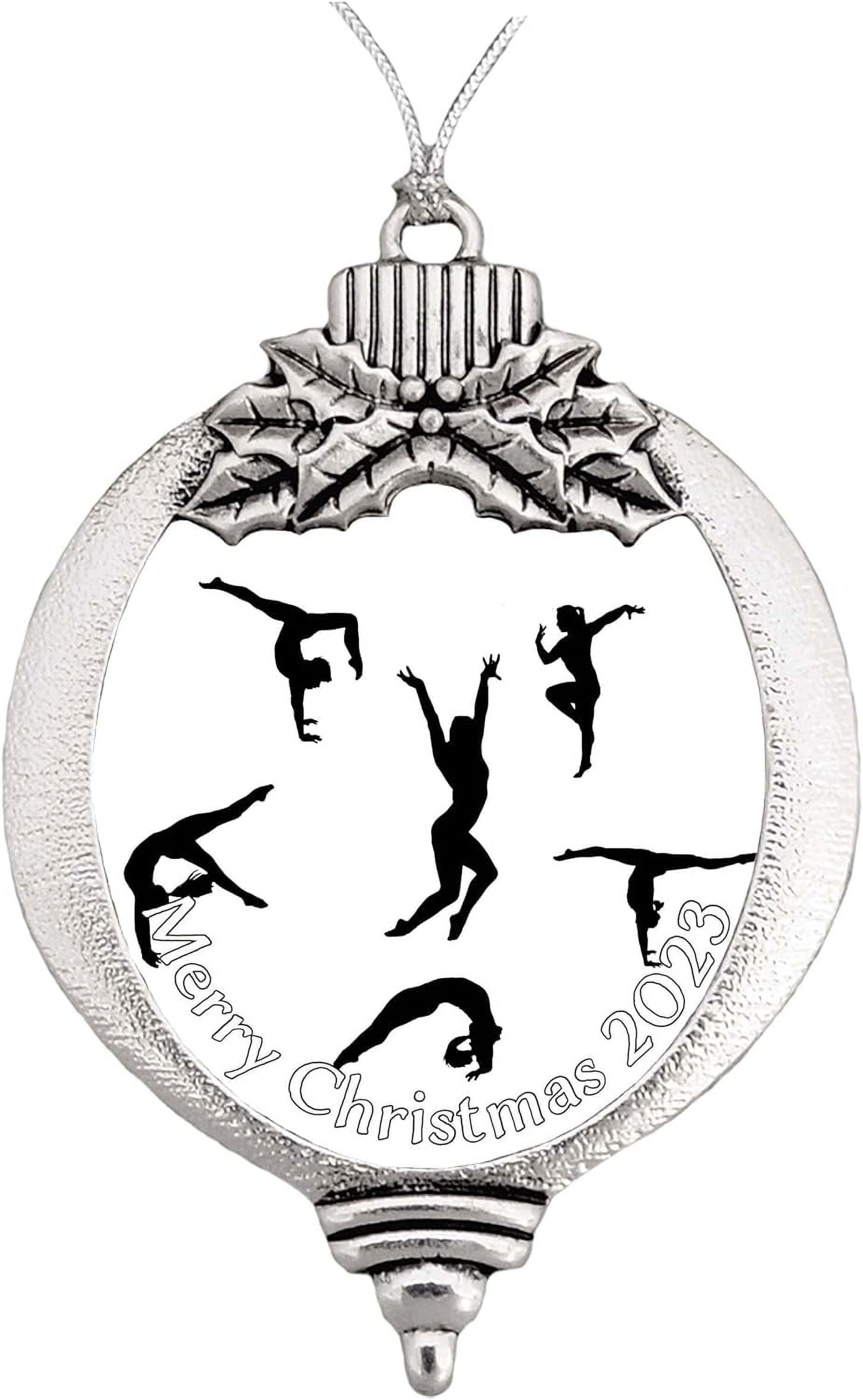 Female Gymnastics Gymnast Christmas Silver Ornament Choose Snowman ...