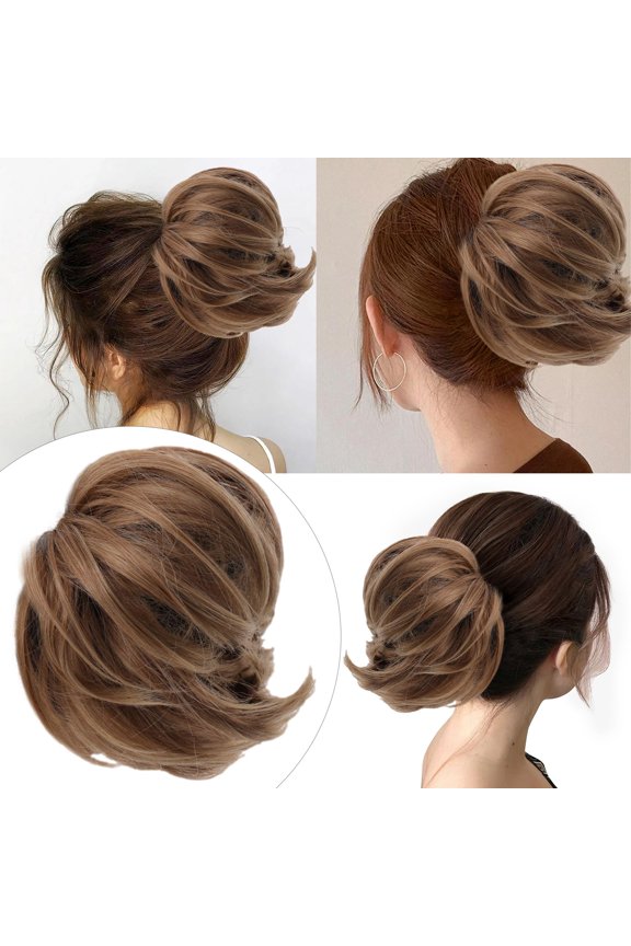 Female Hair Bag Wig - Button Flower Bun Wig, Round Hair Ring, Short Hair, High Temperature Fiber, Stylish & Generous Look, Cocktail & Party Hair Accessory, Holiday, Wedding, Halloween Wedding, Hallo