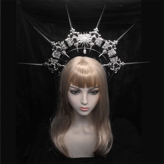 Female HaloHeadband Tiaras Crown Hairhoop Elegant Flower Headband Women Headwear Church Headdress Gothic Crownpiece