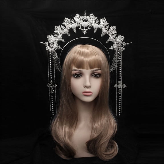 Female HaloHeadband Tiaras Crown Hairhoop Elegant Flower Headband Women Headwear Church Headdress Gothic Crownpiece