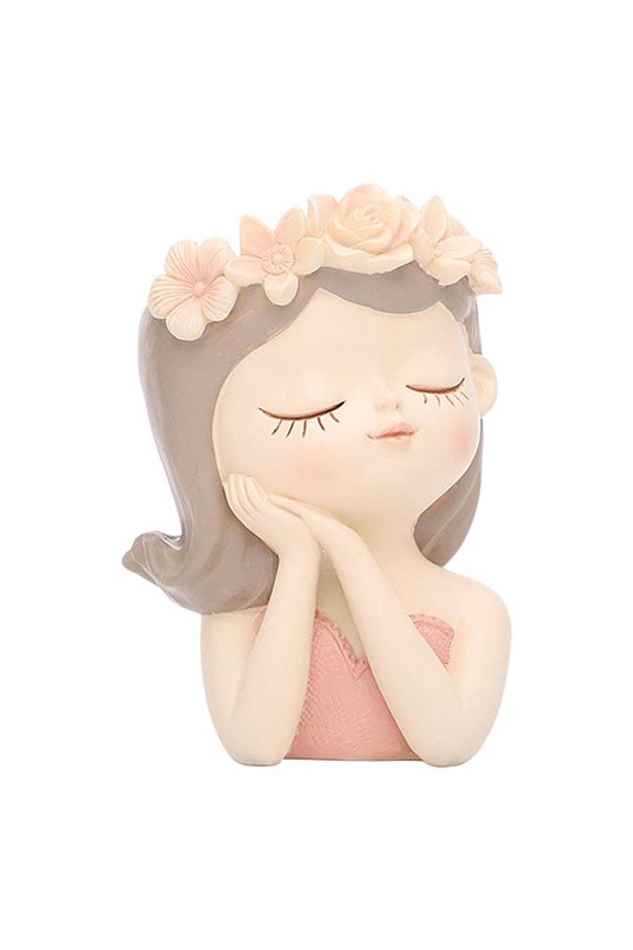 Female Head Flower Pot Cute Portrait Succulent Bonsai Planter 8x7x11cm