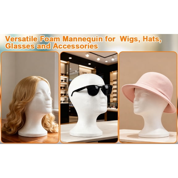 Female Head Model Foam Mannequin Head Hats Glasses Wigs Display Stand for Home Salon Store Lorelo