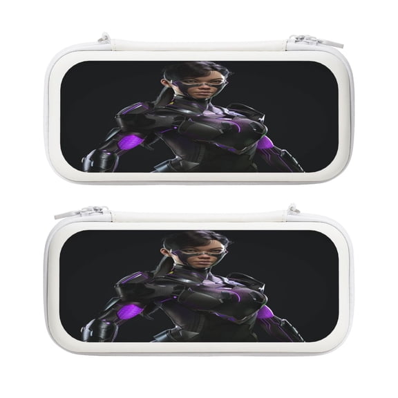 Female Hero (9), Carrying Case For Nintendo Switch & OLED Version, Eva Lightweight Shockproof Protective Pouch Case for Game Console & Accessories with 10 Game Card Slot & Wristband, White