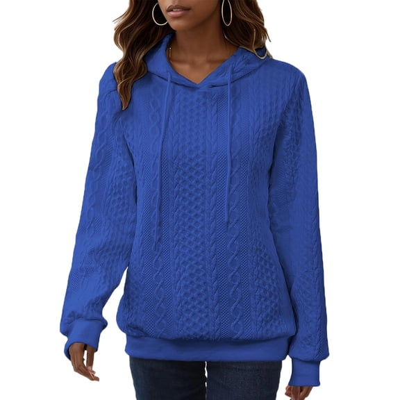 Female Hoodies Oversized Hooded Sweatshirt Casual Long Sleeve Drawstring Pullover Tops Blue S