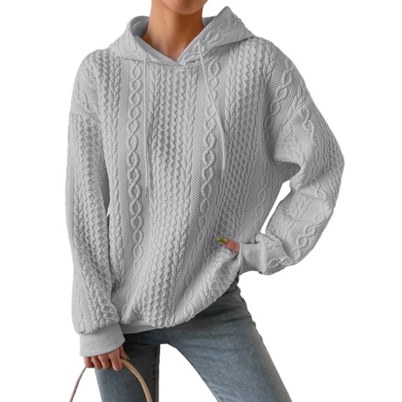 Female Hoodies Oversized Hooded Sweatshirt Casual Long Sleeve Drawstring Pullover Tops Gray XL