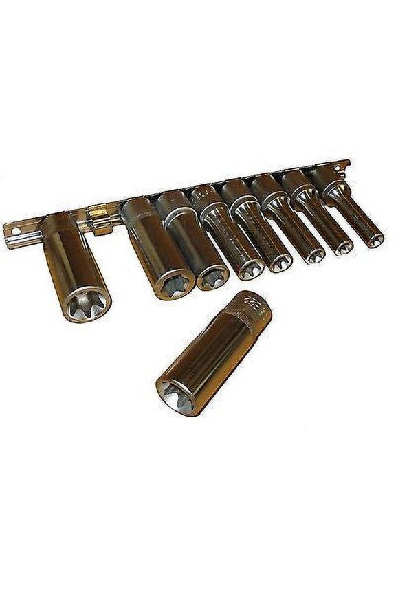 9-Pc 1/2" Drive Female E-Star Socket Set Inside Deep Torx Bit