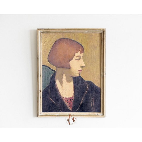 Female In Jacket Vintage Portrait, Eclectic Decor, Gallery Wall Print, Room Aesthetic, Apartment Decor, Retro Wall Art, Modern Wall Decor, 12x18 UNFRAMED