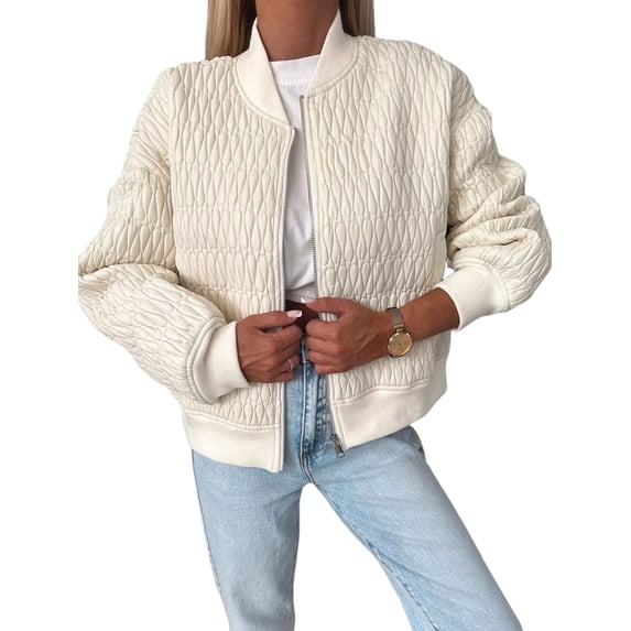 Female Jackets Spring Fashion Cute Jacquard Coats Zip Up Jackets Dressy Casual Color XL