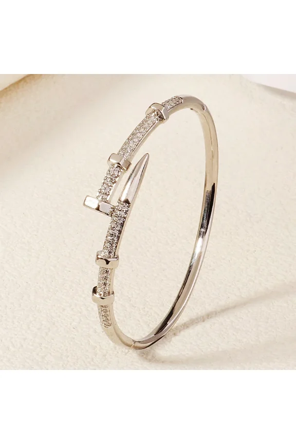 Female Jewelry Nail Bracelets Trendy Bracelet Zircon Screw Bracelet For Women Everyday Party Festive 14K Yellow Gold Jewelry As Gifts