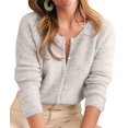 thumbnail image 1 of Female Knit Cardigan Casual Crew Neck Button Down Long Sleeve Sweater Jumper Layer Top Gray XL, 1 of 10