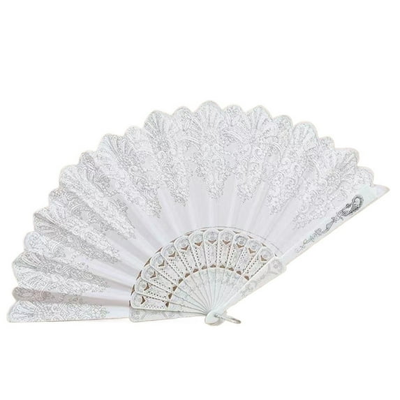 Female Lace Hand Fan Vintage Black White Red Rose Bamboo Fans Cosplay Halloween Party Supplies