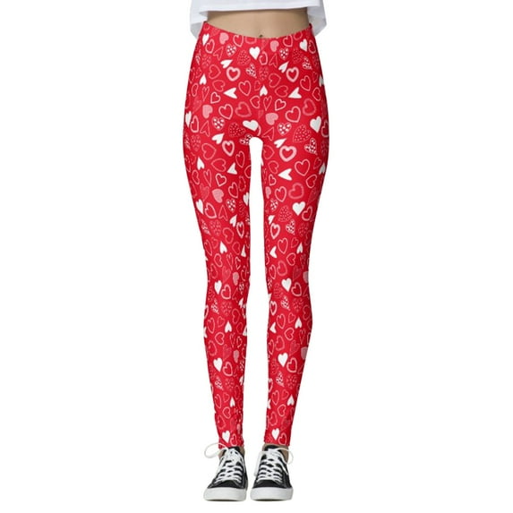 Female Leggings Recreation Pants Tights Workout Valentine's Day Printed Pants Running Pilates Long Leggings For Women Casual