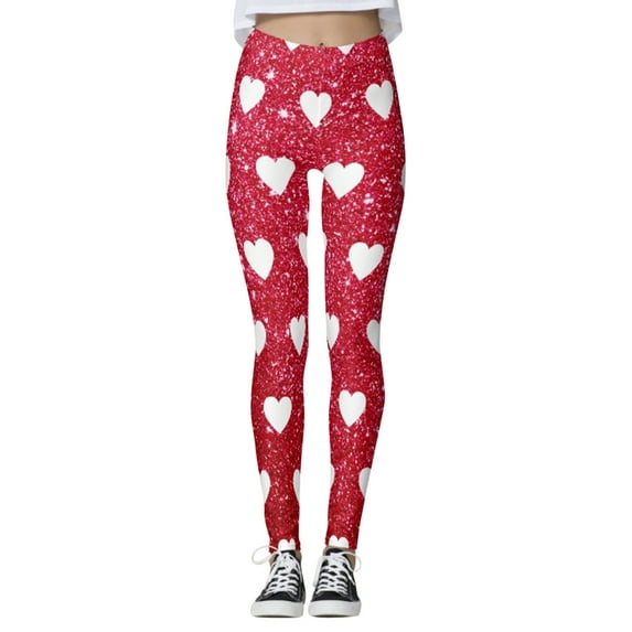 Female Leggings Recreation Pants Tights Workout Valentine's Day Printed Pants Running Pilates Long Running Leggings For Women