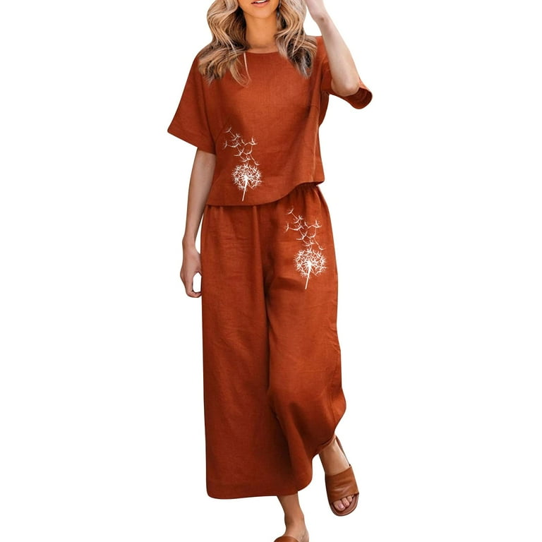 Ladies cotton trouser suits deals