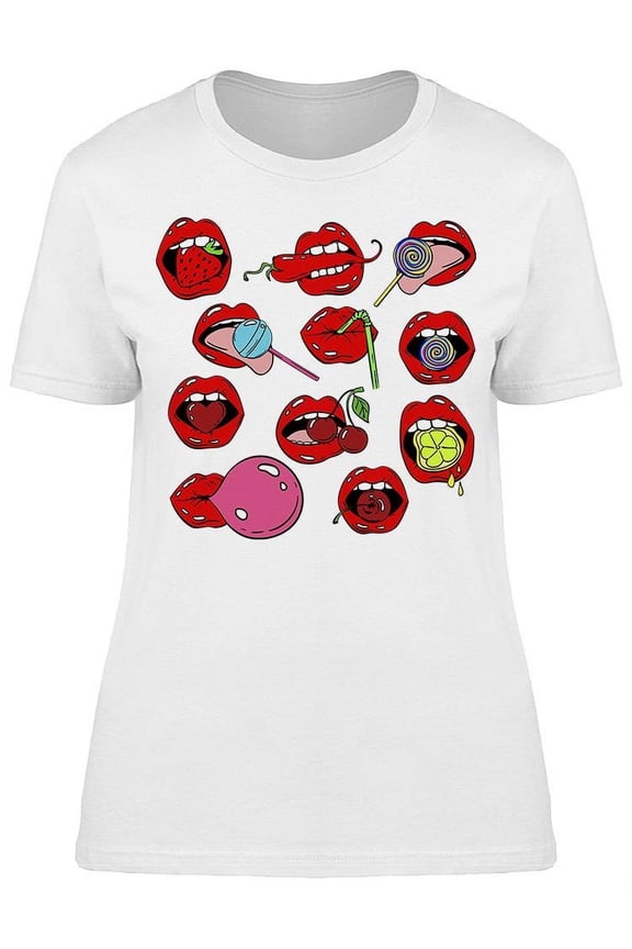 Female Lips Icons T-Shirt Women -Image by Shutterstock, Female Large