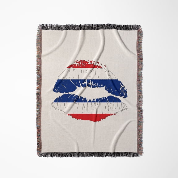 Female Lips, The Flag Of Thailand. A Splendid Patriotic Gift For You, Woven Blanket