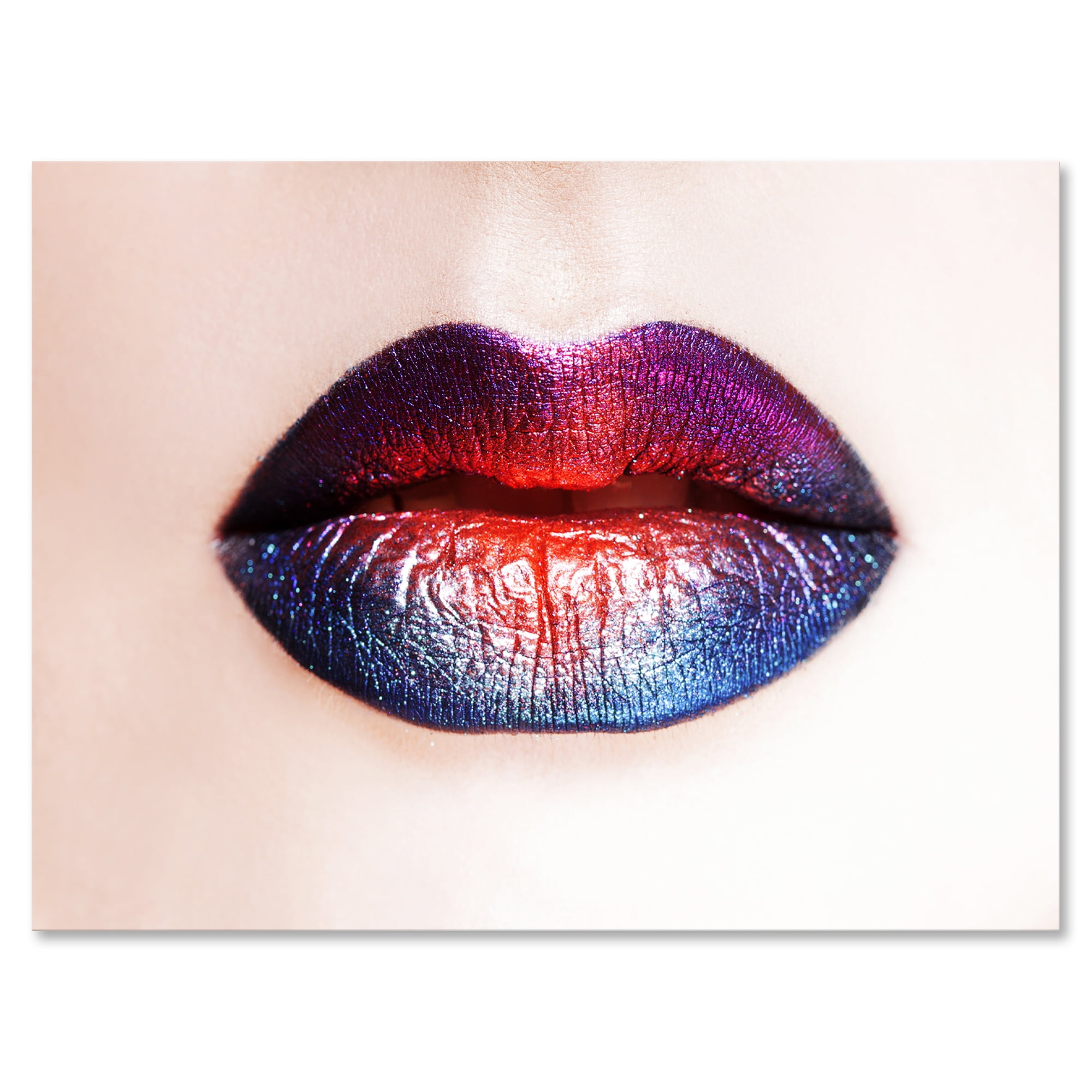 Female Lips With Bright ed Lipstick 12 in x 8 in Photography Canvas Art Print, by Designart