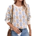 thumbnail image 1 of Female Long Sleeve Crewneck Sweater Fall Printed Cute Oversized Knitted Pullover Tops Trendy Clothes Apricot S, 1 of 9