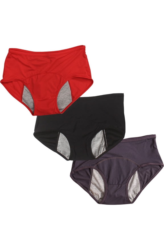 Female Loose Underpanties,Women Panties,Breathable Cotton Briefs,Menstrual Period Leak-Proof Panties,Full Cover Briefs,Elastic Waist Stretch Panties,Lady Sanitary Panties,3 Pack