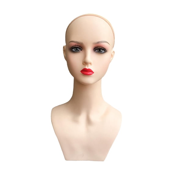 Female Mannequin Head Display Model Multipurpose Professional Durable Manikin with Shoulder for Earrings Hats s Making Style A
