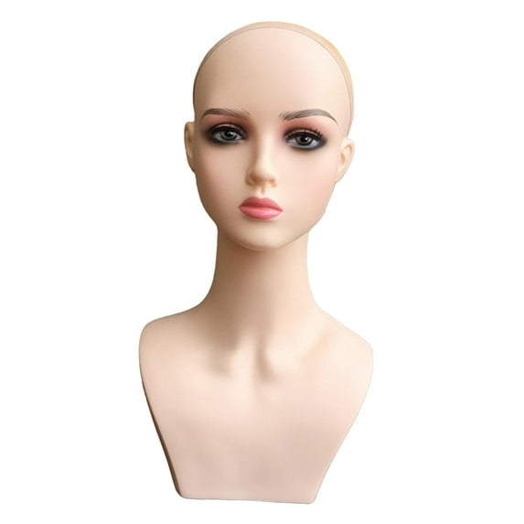 Female Mannequin Head Display Model Multipurpose Professional Durable Manikin with Shoulder for Earrings Hats s Making Style B