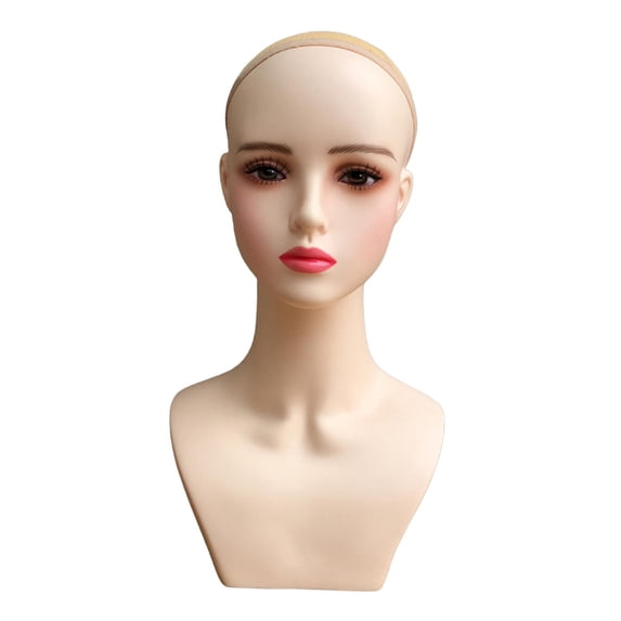 Female Mannequin Head Display Model Multipurpose Professional Durable Manikin with Shoulder for Earrings Hats s Making Style D