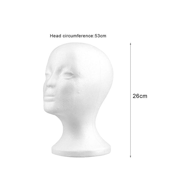 Female Mannequin Head Foam Stand  Wig Display Holder for Hats Hairpieces Glasses and Home Decor