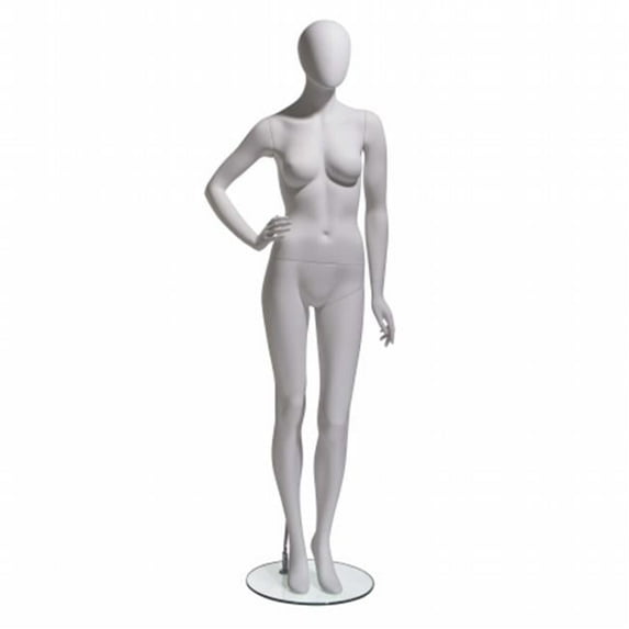 Female Mannequin - Oval Head, Right Hand On Hip, Left Leg Slightly Bent