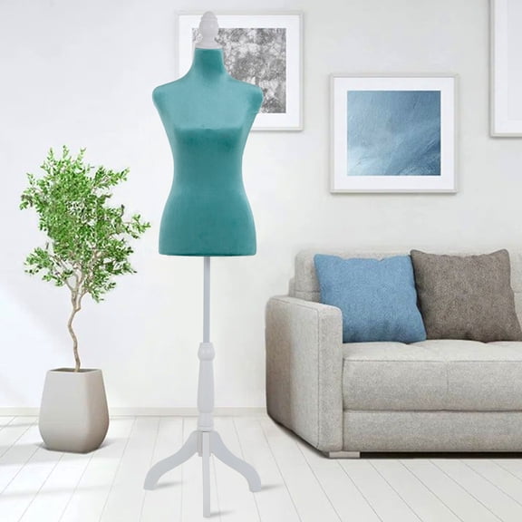 Female Mannequin Torso Mannequin Body Dress Form Mannequin Height Adjustable 49.6-63.4 Inch with Wooden Tripod Stand for Window Display Store Dress Jewelry Display Sewing (Green)