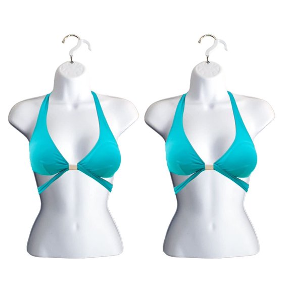 Female Mannequin Torso Dress Form Hollow Back Stackable for Tshirt Display, Countertop, Craft Shows, Photos, Design, S-M Clothing Size, White, 2 Pack