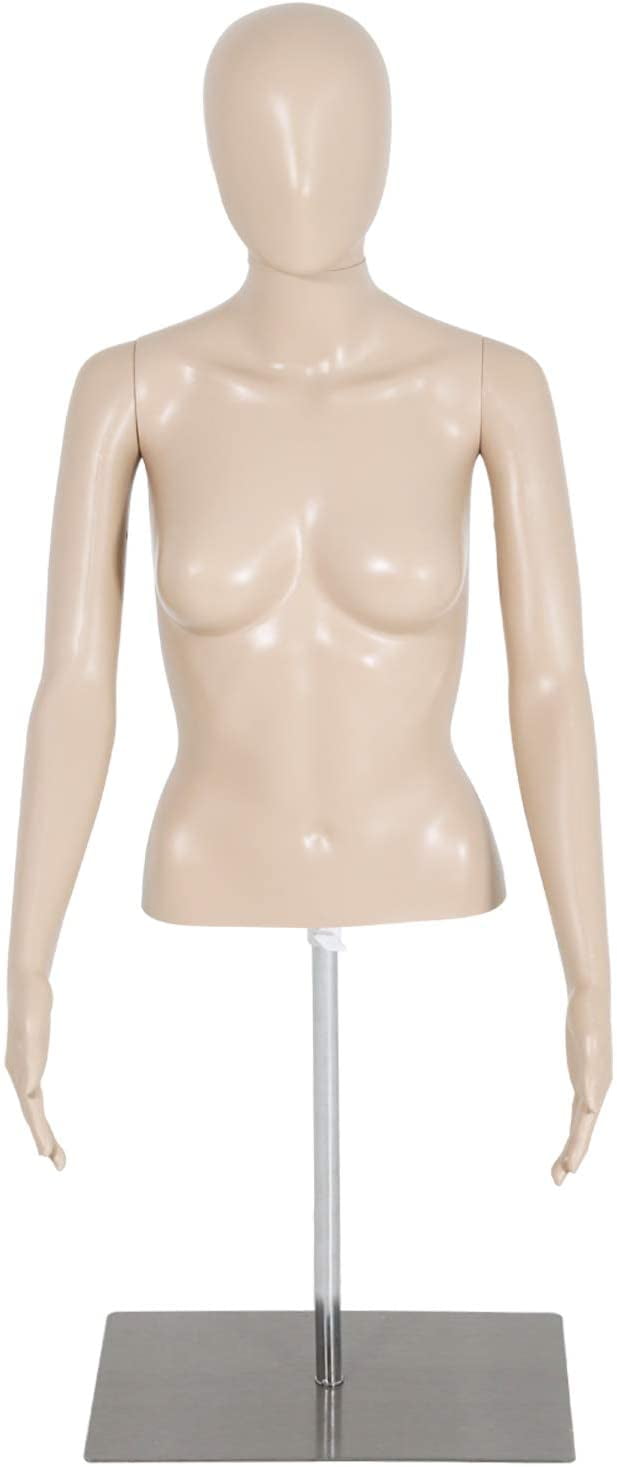Costway Female Mannequin Realistic Torso Half Body Head Turn Dress Form  Display w/Base