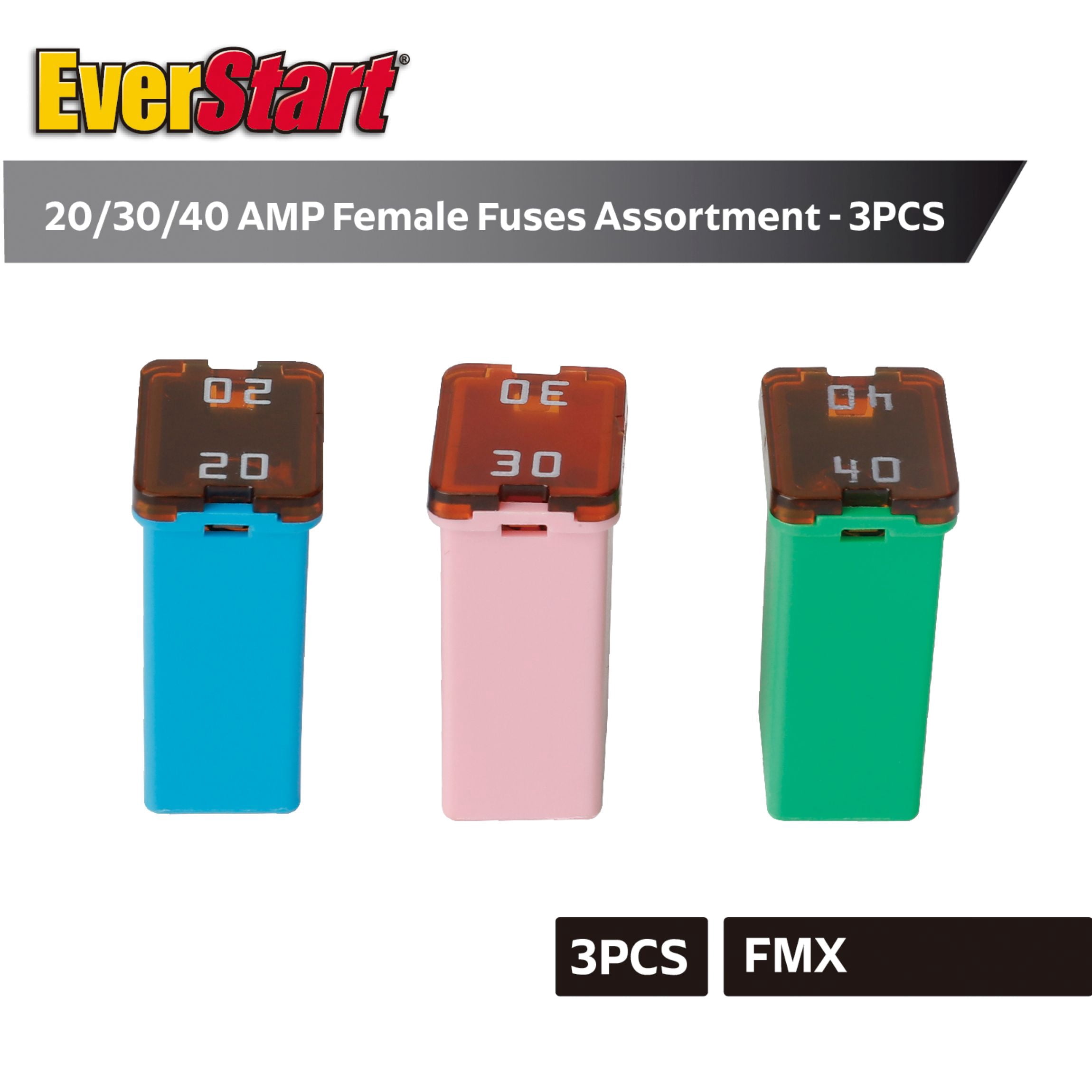 EverStart Female Maxi Fuse Assortment, UL Listed, Auto, Marine, and Electronic Applications, 3 Piece