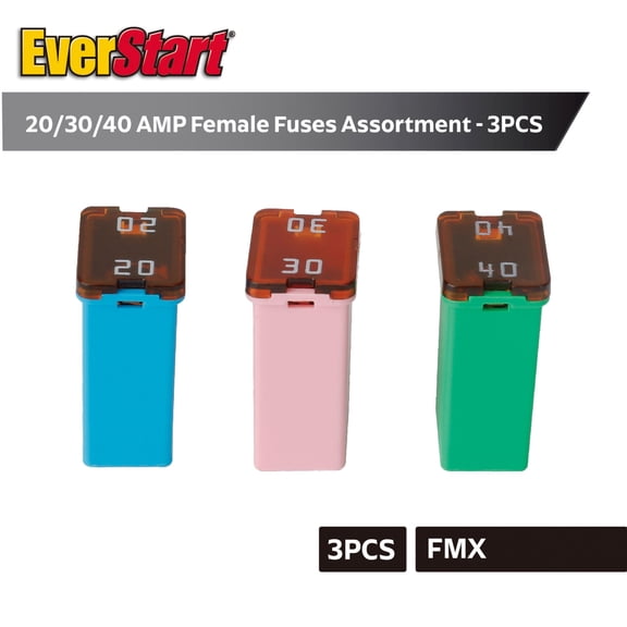 EverStart Female Maxi Fuse Assortment, UL Listed, Auto, Marine, and Electronic Applications, 3 Piece