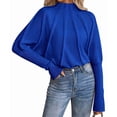 thumbnail image 1 of Womens Mock Neck Batwing Sleeve Sweaters Fall Winter Oversized Knit Cute Pullover Sweater Dolman Tops Trendy Blue S, 1 of 10