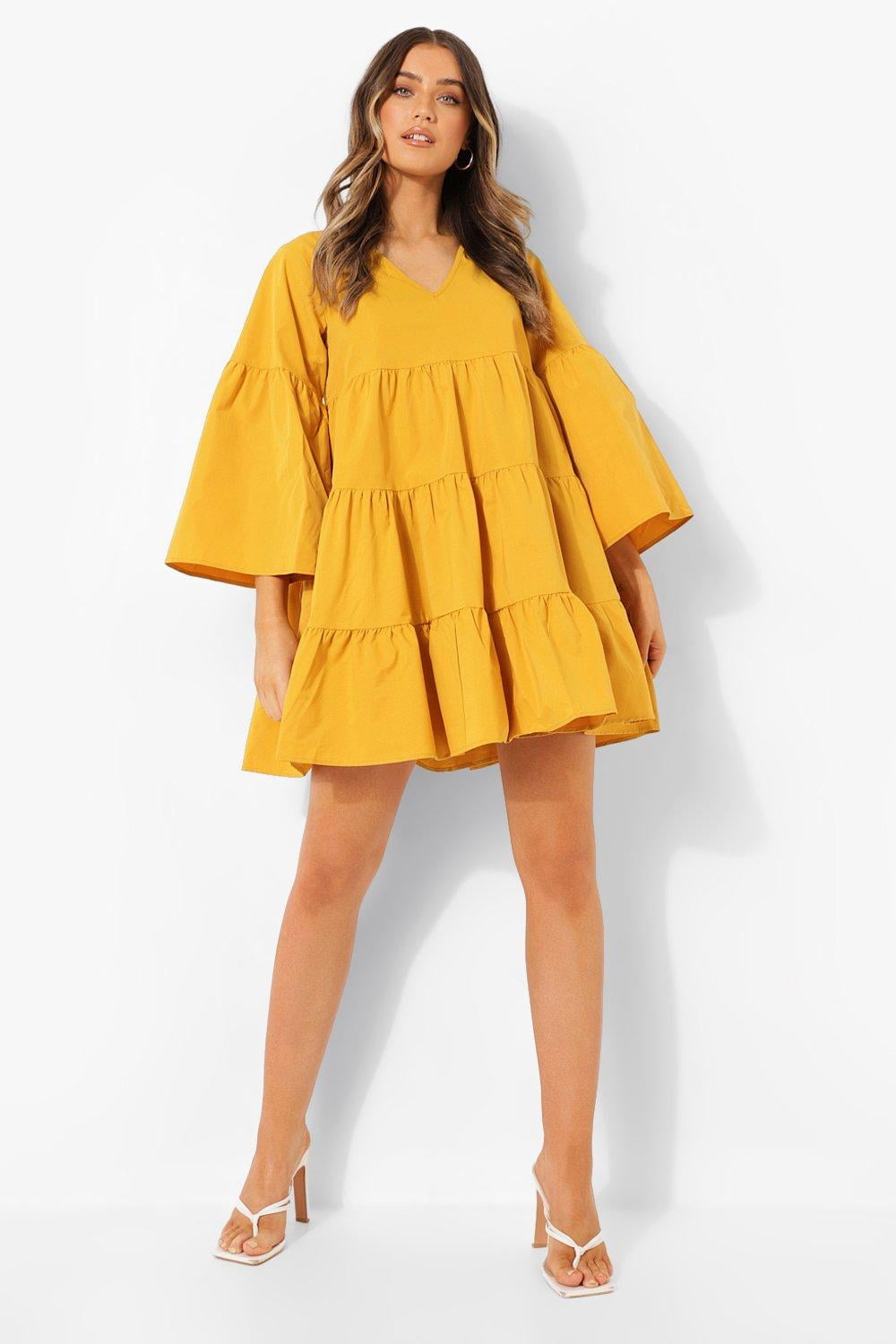 MUSTARD FLORAL SMOCK DRESS main image 1