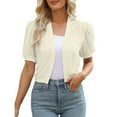 thumbnail image 1 of Female New Autumn And Winter Puff Sleeve Bolero Open Front Summer Cropped Sheer Cardigan Jacket, 1 of 2