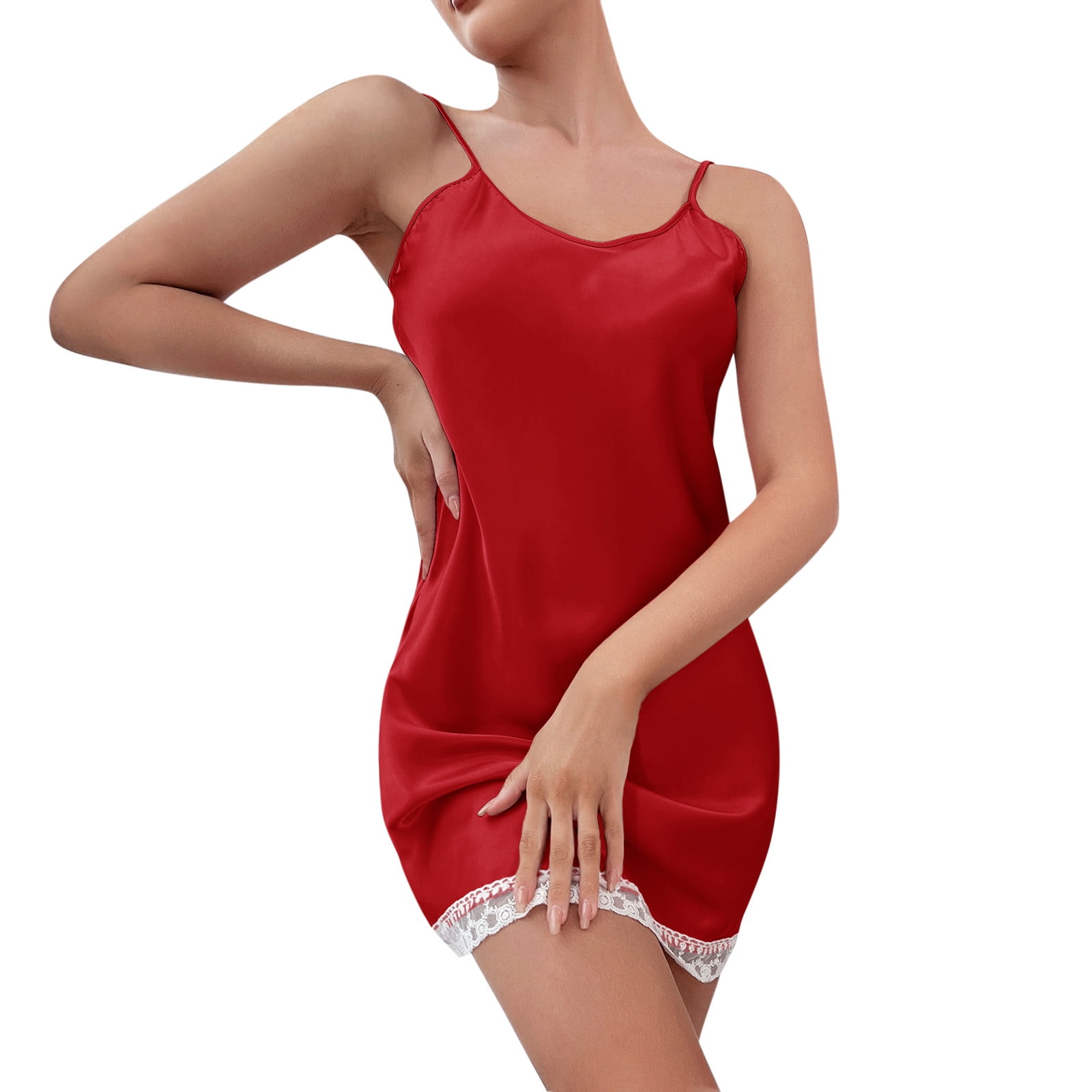 Female Nightgown For Lingerie Satin Lace Chemise Lingerie Nightie Full